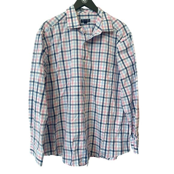 Club Room Plaid Shirt Size 17.5 34/35 Button Up Regular Fit Performance Gingham - Picture 1 of 7